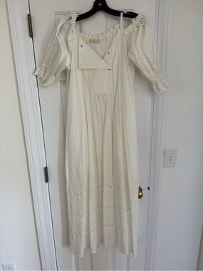 Ulla Johnson Cream Eyelet Maxi with Puff Sleeves